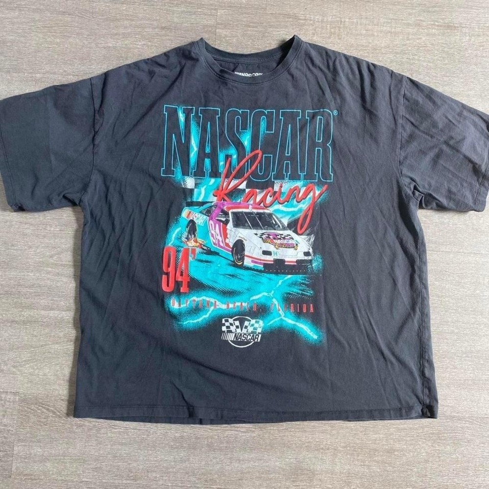 XL NASCAR Dark Grey Blue Detail Graphic Racing Cotton T-Shirt Men's 1183